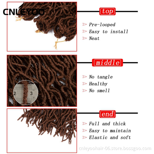 Brown Nu Lock Crochet Braiding Hair For Women 18 inch 24 inch Goddess Faux Locs Crochet Braids For Girls